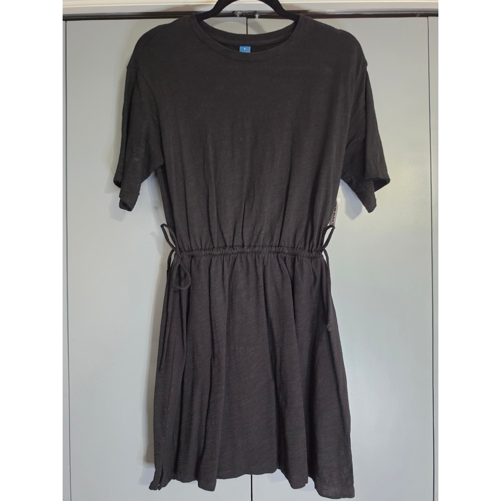 NWT Old Navy T-Shirt Dress Small Black Cinch Tie Sides Slub Knit Mini